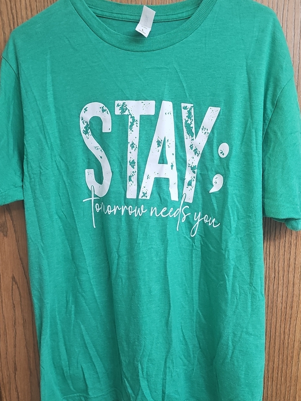 Tultex Green Graphic Tee with White "STAY" Print
